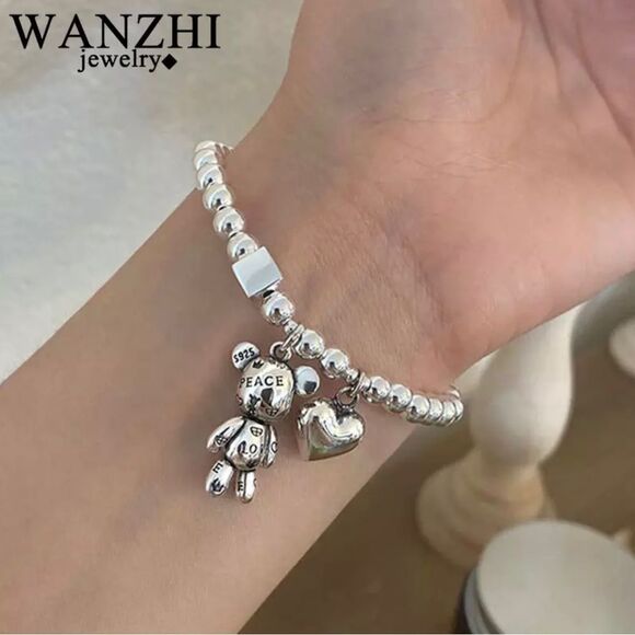 Cute Bear Heart Dangle Bracelet - Picture 1 of 6